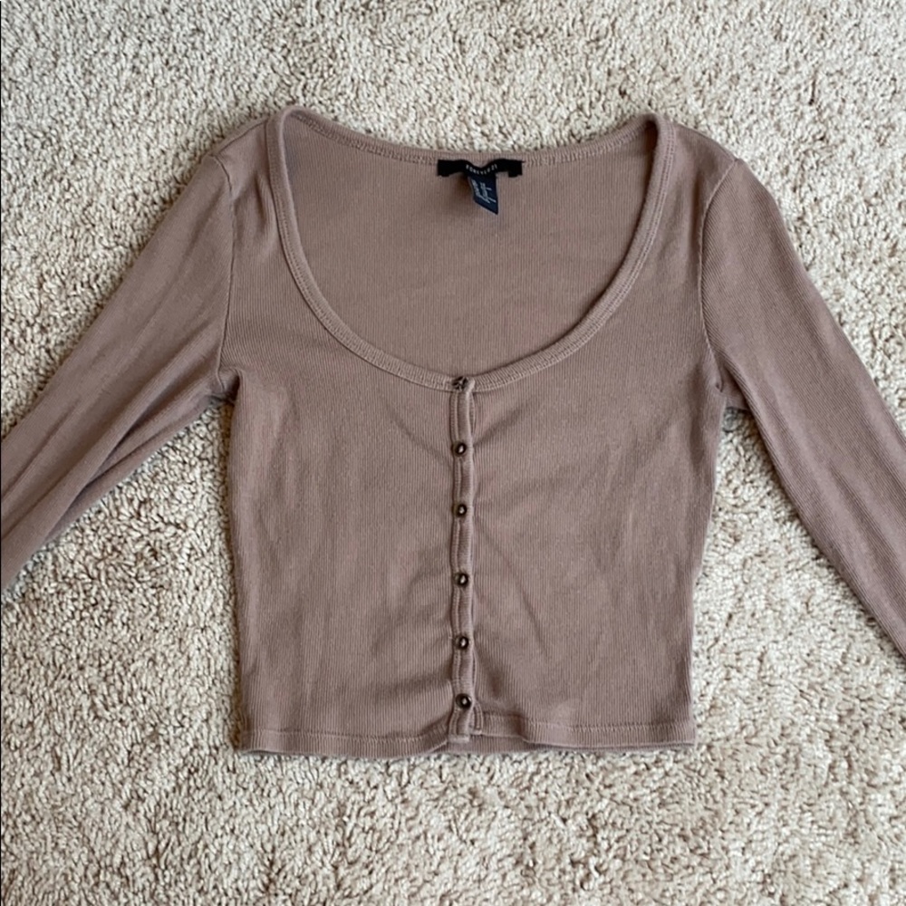 F21 taupe crop top xs